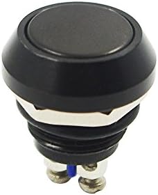 12mm 1/2" Metal Momentary Push Button Switch 2A/36V DC SPST 1NO Industrial Car Switch - Black Shell