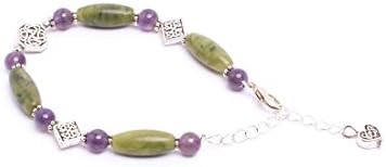Galanta Round Faceted Amethyst Bracelet With Connemara Marble, Handmade In Ireland