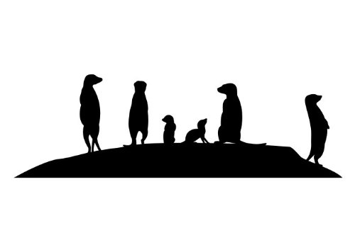 Wandtattooladen Wandtattoo - Erdmännchen Familie Größe:90x28cm Farbe: schwarz