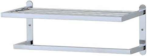 CHROME WALL MOUNTED SHELF WITH TOWEL RAIL HOLDER STORAGE RACK RAIL