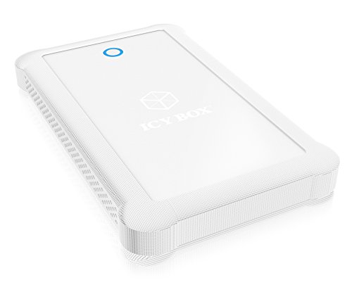 Icy Box IB-233U3-Wh Externes Gehäuse für 2,5″ (6,35 cm) SATA HDD/SSD mit USB 3.0 & UASP, werkzeuglos, Silikonschutzhülle(weiß) - 2