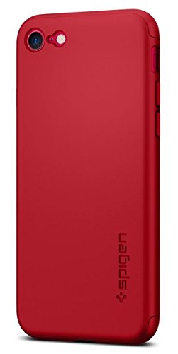 iPhone 7 Case, SpigenÂ® [Air Thin Fit 360] [Red] iPhone 7 Full Body Case with [2-PackTempered Glass Screen Protector ] Exact Slim Full Protection Case with for iPhone 7 - (042CS21726)
