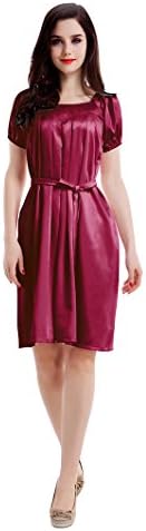 Fairylotus 22 Momme Square Neckline Pleated Silk Dress Nightgown For Woman