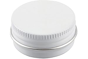 ZEOABSY 50 Pièces 10ml Pots en Aluminium Vide Rond Blanc Petit Cosmétiques Pot Conteneurs for Fait Main Bougies Crème Baume Voyage, 5X Spatule, 2X Étiquettes