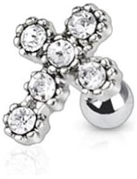 Paula & Fritz® Ohr Cartilage Hantel aus Edelstahl Chirurgenstahl 316L Kreuz au...