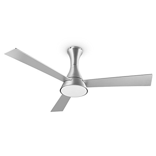 Preisvergleich Produktbild Klarstein Steeletto • Deckenventilator • Beleuchtung • 3 Rotorblätter • 134 cm • zwei Drehrichtungen • stromsparend • Halogenstab bis 80 W • einfache Montage • inkl Fernbedienung • silber