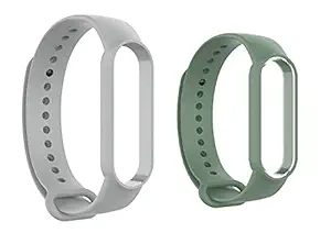 LOKO Silicon Strap Combo for Mi Band 5 /M 5/ Mi Band 6. Grey-Green