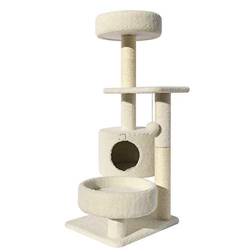 Preisvergleich Produktbild Ldlms Heimtierbedarf Kratzbaum, Katzenklaue, Katze-Klettergerüst, Kratzbrett, Cat Palace (Farbe : Weiß)