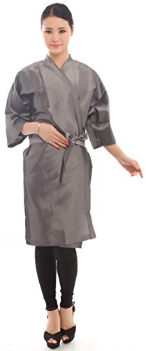 Hairdressing Salon Client Gown Kimono Style- 43" Long (Grey)