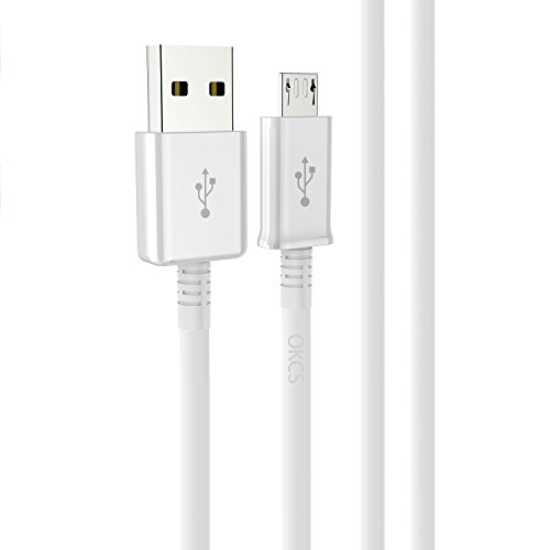 OKCS® Schnell und Sicher 3 Meter Micro USB Kabel MicroUSB zu USB Ladekabel Adapter für Samsung, Sony, Motorola, Huawei, Nokia, LG, Xiaomi, Wiko, Motorola etc. – in weiß - 4