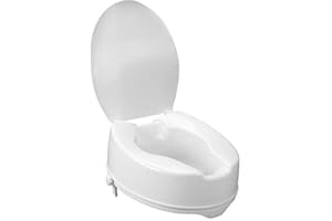 ANTEAMED Rialzo WC, AlzaWater Anatomico con Sistema di Fissaggio Laterale (Con coperchio, Altezza 14cm)