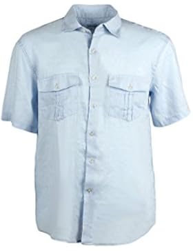 Camicia mezza manica cielo con taschini