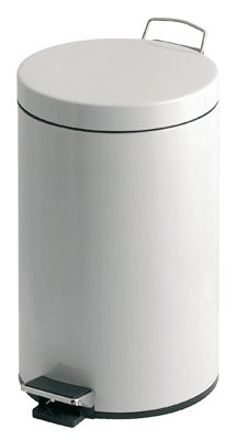 V-Part VB 222212 Runder Tritt-Mülleimer aus Metall Kunststoff Inneneimer 12 L, weiß