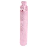 Bestevery Extra Long Hot Water Bottle with Super Soft Plush Fabric Cover, Designd for Bed Waist Warm Back Neck Legs Thermotherapy,Pure Natural Rubber,2L 72X12 cm