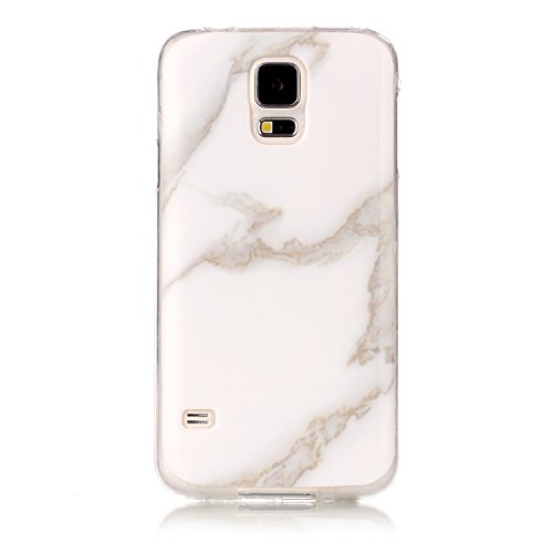 Cozy Hut Für Samsung Galaxy S5 Handyhülle mit Marmor / Marble Design(weiß / grau) | Handytasche | | Schale | | Hülle | | Case | Handy-etui | TPU-Bumper | Soft Case | Schutzhülle Cover für den optimalen Schutz ihres Samsung Galaxy S5 (5,1 Zoll) – Jade weißer Marmor - 2