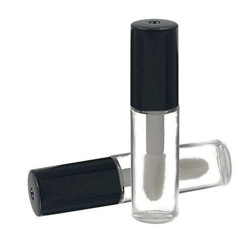 20 Pcs 1.2ml Mini Refillable Travel Empty Lip Gloss Bottle Tube Vials Containers with Bar Black Lid