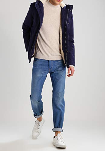 YOURTURN Herren Übergangsjacke in Blau - Jacke Übergang leicht mit Teddy Fell gefüttert, L