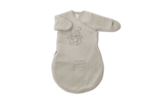Baby Boum Unisex Baby 60cm Long Super Soft Micro Polar Breathable Fleece Car Seat Sleeping Bag with Arms and Scratch Mitts with Smurf Design Warm Grey 0-3 Months