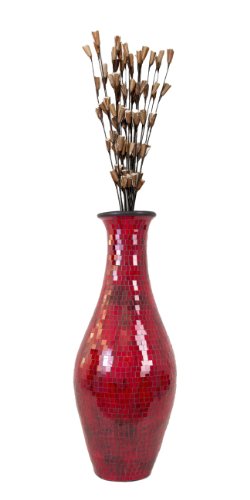 Große Bodenvase mit Glasmosaik 100 cm, Keramik, Rot - 3