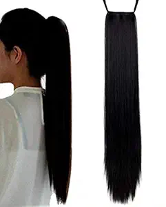 Alizz 22inch Black Ribbon braid pony tail pin point straight Feel Like Real Human Hair Extension, Fashion Women Synthetic nakli baal bal Black Daily use Wigs Costume Fancy bridal hair style accessories beauty accessory for wedding outing marriage anniversary pony wig, natural long hair wig, stylish wig artificial, claw hair wig for girls, hair extensions, bun, juda, jura pony tail, choti extension, light weight, cosplay, natural hair wig