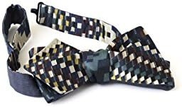 Bow Tie for Men, Double Sided and Adjustable with Hook in Silk, Cotton and Viscose, Multicolour from Green to Blue Navy to Burgundy, One size