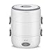 Produktbild Elektrische Brotdose, tragbare 3-Tier-Lebensmittel-Durchlauferhitzer, Keramik-Liner-Mini-Reis-Dampfer-Kocher, Thermischer Lebensmittelbehälter Lebensmittelqualität,White