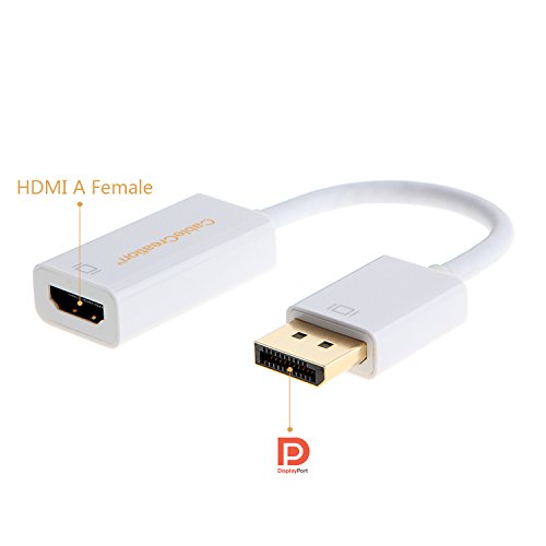 CableCreation vergoldet (DP1.2) Displayport auf HDMI Adapter, Unterstützung 4K X 2K & 3D-Audio / Video Converter ist DP1.2 Version verträglicher, weiße Farbe - 5