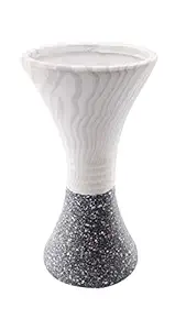 Zahab Curved Style Marble Finish Ceramic Flower Vase for Home Decor