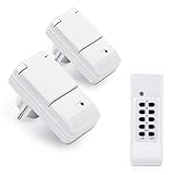 conecto Funksteckdosen Starterkit für Außenbereich (Outdoor, IP44) mit LED Betriebsanzeige, Komplett-Set inklusive 2x Funksteckdose und 1x Funkfernbedienung