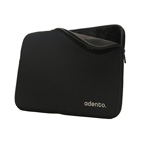 Adento Neopren 13“ Laptoptasche, MacBook Air/Pro 13“ / Ultrabook 13“ Hülle in schwarz mit samtig weichem, schwarzem Premium Innenfutter (schwarz/schwarz) - 2