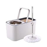 ☆ Material: cubeta de fregona de acero inoxidable, revestimiento mate, larga vida útil, larga vida útil. Cabezal de fregona de fibra fina, área de trazado amplia, mayor absorción, mayor índice de deshidratación, sin pelusas.
