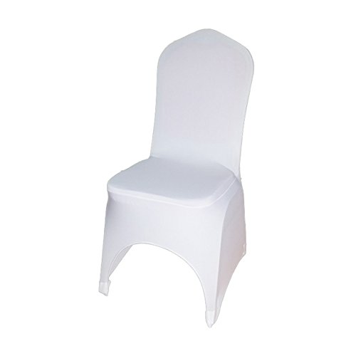 Stuhlhusse Stretch Universal Stuhlüberzug Stuhlbezug weiss mit Ausschnitt - 7