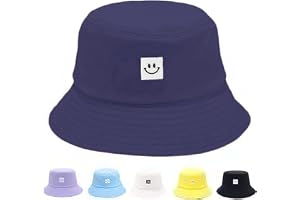 Kids Sun Hat Smile Face Bucket Hat for Girls Boys Summer Sun Protection Cotton Unisex Beach Cap