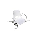 Silla giratoria para bañera con estructura de acero pintado. Asiento y respaldo de polietileno con orificios para el drenaje del lacado. Apoyos para bañera recubiertos de material plástico suave. Posibilidad de rotación de 360 ° en cuatro posiciones con palanca de bloqueo para el asiento.