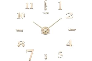 Yolistar Moderne Wanduhr Spiegel Aufkleber DIY, 3D Acryl Wanduhren Wandtattoos Dekoration, Stumm Einfach zu Montieren Quarzuhr für Zuhause, Büro, Hotel - (Gold)