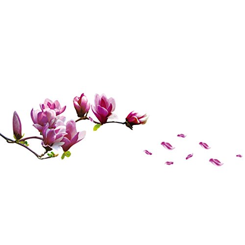 Ouneed® Wandaufkleber Wandtattoo Wandsticker , Frische Natur-Magnolien-Blumen-Wand-Aufkleber-Abziehbild-entfernbares PVC-Wand-Aufkleber-Ausgangsdekor - 3