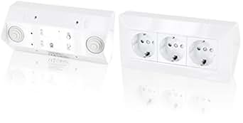 Bloc multiprises 3 prises, montage en saillie 230 V 16 A 3600 W Blanc ...