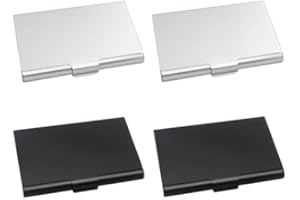 ‎SENBALER Senbaler 4 Stück Visitenkartenetui Slim für Herren Damen,Aluminium Visitenkartenbox,Kreditkarten Organizer,Professionelle Visitenkartenhalter (Schwarz+Silber)