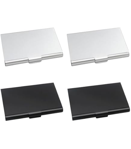 Visitekaartjeshouder voor dames en heren, PU-leer, slanke hoes voor visitekaartjes en creditcards, zwart, Zwart, 1 pz, Klassiek Visitekaartjeshouder voor dames en heren, PU-leer, slanke hoes voor visitekaartjes en creditcards, zwart, Zwart, 1 pz, Klassiek