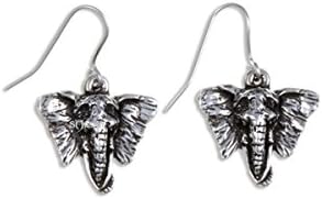Pewter Elephant Head Drop Earrings