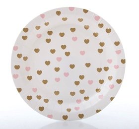 10 Sweetheart Gastgeschenk-Papiertüte mit Gold-farbenen & Rosa Herzen - 2