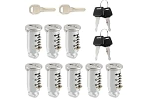 Puasok 8 Cilindros de Repuesto Núcleo de Bloqueo con Sistema de Llave Única, Juego con 4 Llaves y 2 Llaves de Montaje, Compatible con Thule Barras Portaequipajes Portabicicletas y Accesorios de Coche