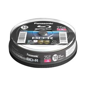 Panasonic LM-BRS2MWE10 Blu-Ray Rohlinge 25GB (6-fache Brenngeschwindigkeit, beschreibbar, Inkjet Printable) 10er Spindel