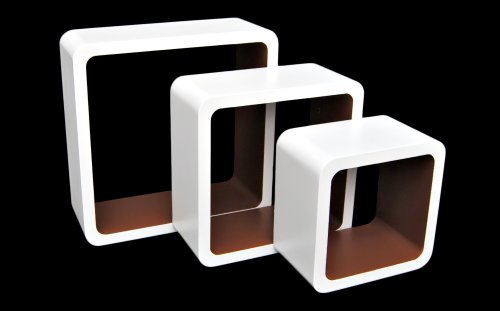 3er Set Lounge Cube Regal Design Retro 70er Wandregal Hängeregal in Weiß Espresso Braun Matt - 7