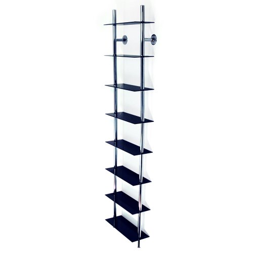 MAXWELL - Wall Mounted Glass CD / DVD / Blu-ray Storage Shelf - Black