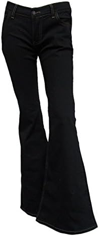 No Limit Womens Black 70s Flared Bell Bottom Stretch Jeans UK 14