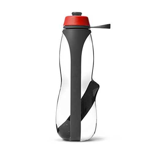 Black+Blum Eau Good Duo Charcoal Filter Plus Infuser Bottle, Grey/Red, 700 ml