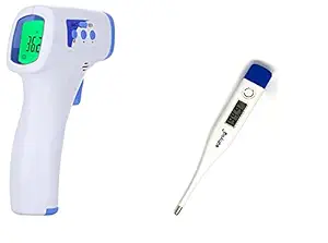 Sahyog Wellness Multi Function Non-Contact Forehead Thermometer with IR Sensor & Digital Thermometer Combo (White)