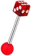 Dice Tongue Ring Punk Jewelry 316L Surgical Steel Colour - Red