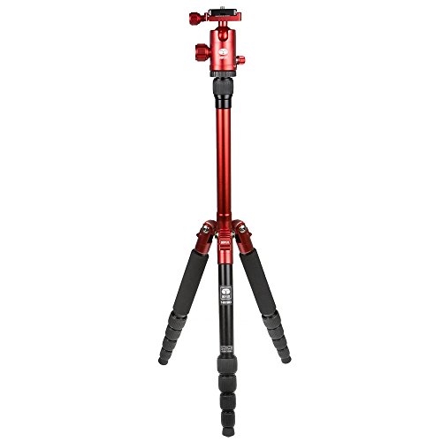 SIRUI T-005X Traveler Ultralight Dreibeinstativ + C-10X Kugelkopf (Alu, Hhe: 130cm, Gewicht: 0,83kg, Belastbarkeit: 4kg) rot
